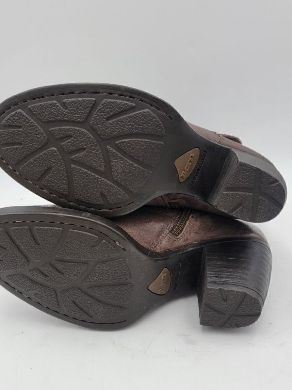 Born Brown Leather Boots Block Heel size 6.5 Maleri Zip‎ Up Buckle - Picture 4 of 10